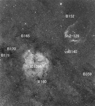 Objects around IC1396 to Sh2-129
