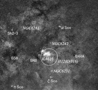 IC4628付近の天体分布