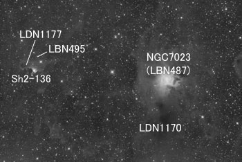 NGC7023周辺の天体分布