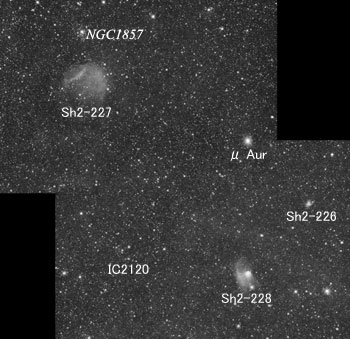 Nebulae & Star clusters around Sh2-227, 228