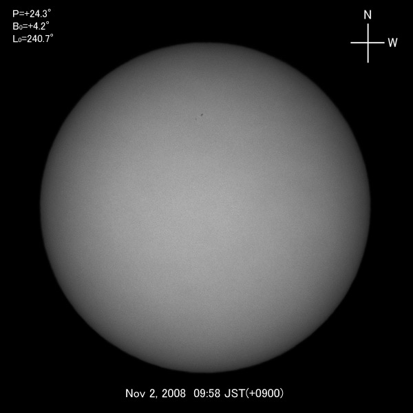 White light image, Nov 2, 2008