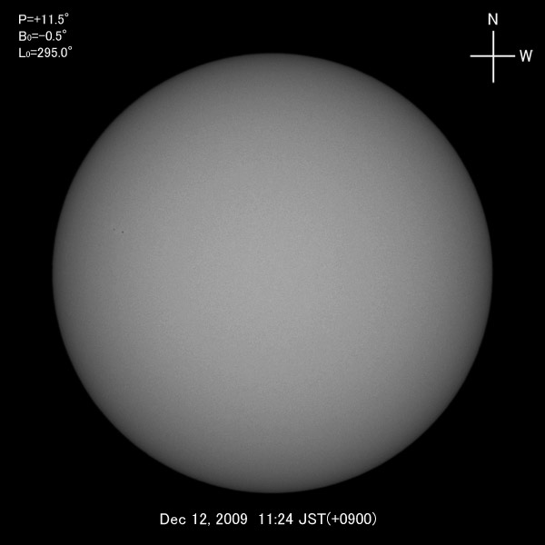 White-light image, Dec 12, 2009