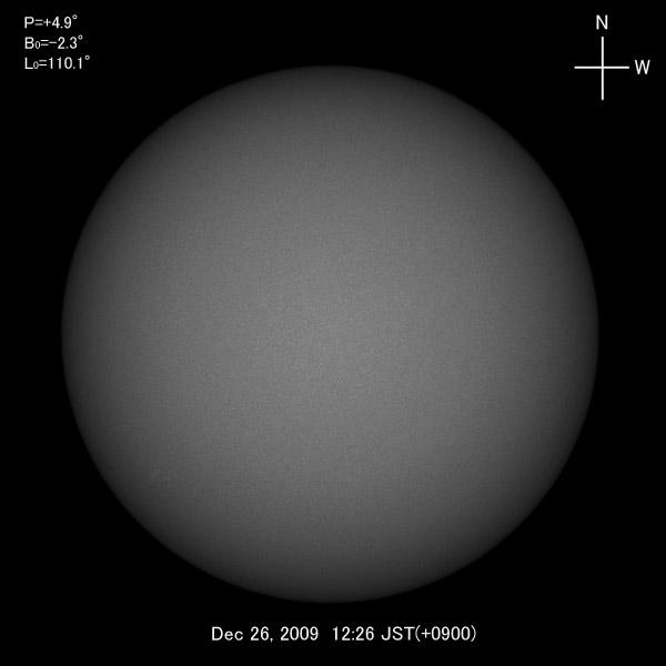White-light image, Dec 26, 2009