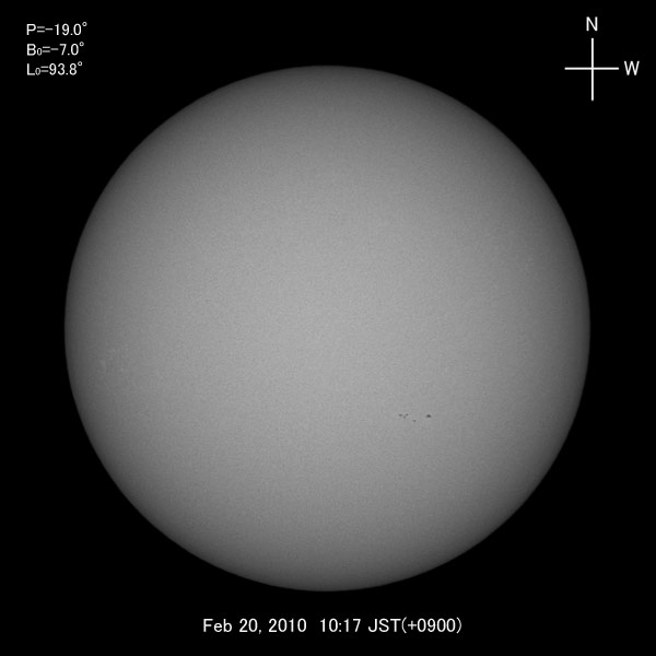 White-light image, Feb 20, 2010