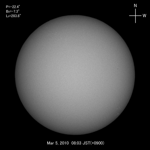 White-light image, Mar 5, 2009