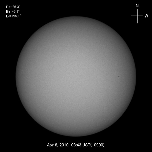 White-light image, Apr 8, 2010
