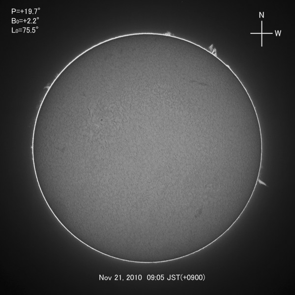 H-alpha image, Nov 21, 2010