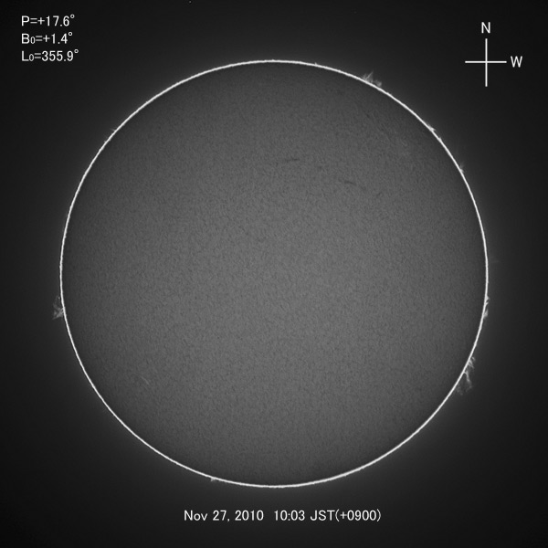 H-alpha image, Nov 27, 2010
