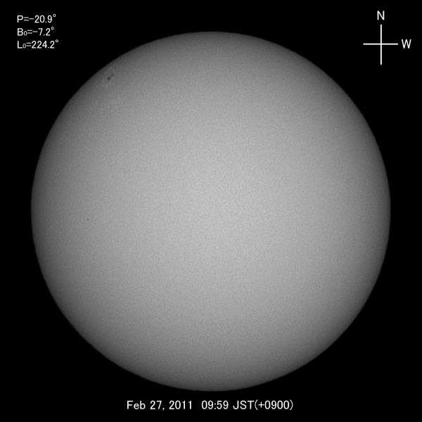 White-light image, Feb 27, 2010