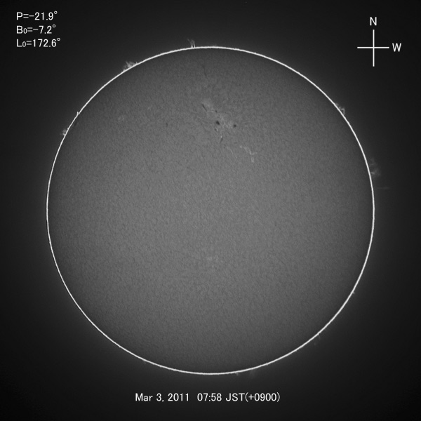 H-alpha image, Mar 3, 2011