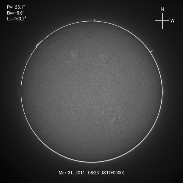 H-alpha image, Mar 31, 2010