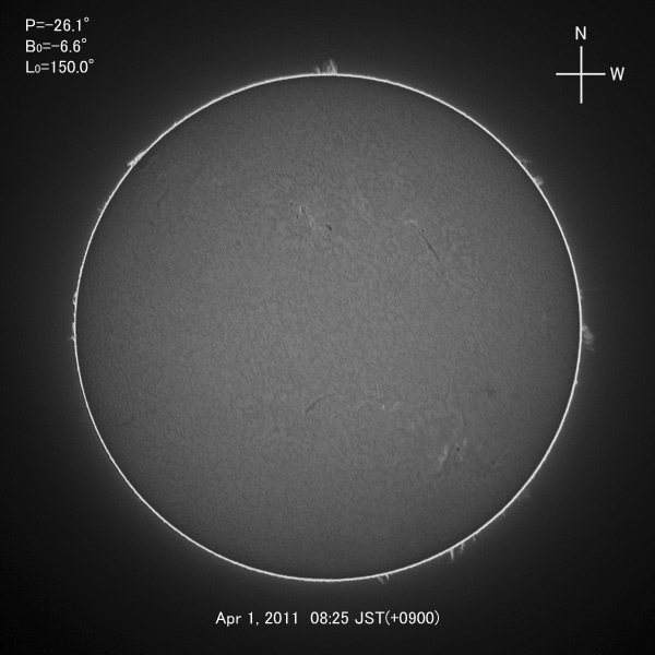 H-alpha image, Apr 1, 2011