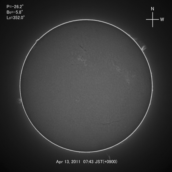 H-alpha image, Apr 13, 2011