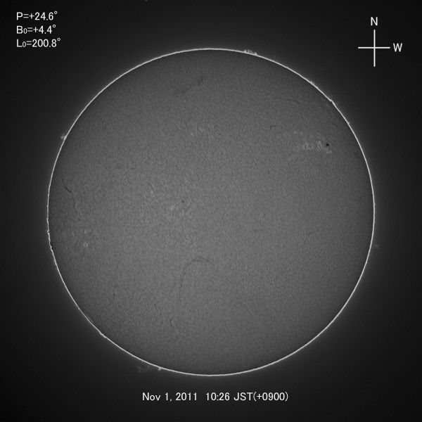 H-alpha image, Nov 1, 2011