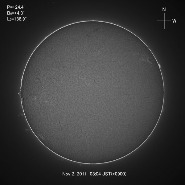 H-alpha image, Nov 2, 2011