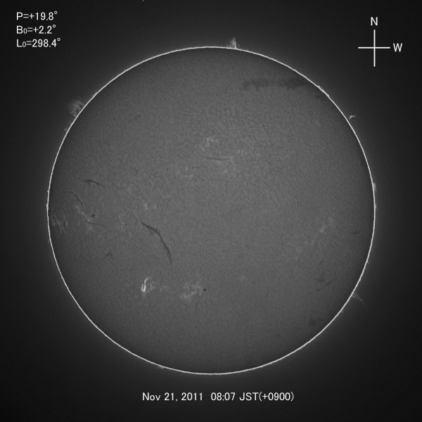 H-alpha image, Nov 21, 2011