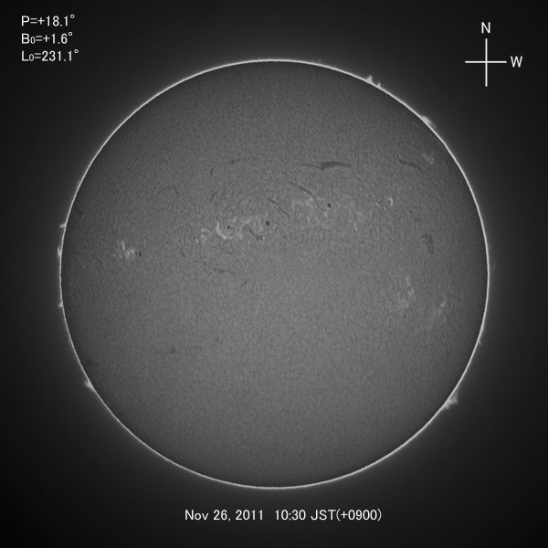 H-alpha image, Nov 26, 2011