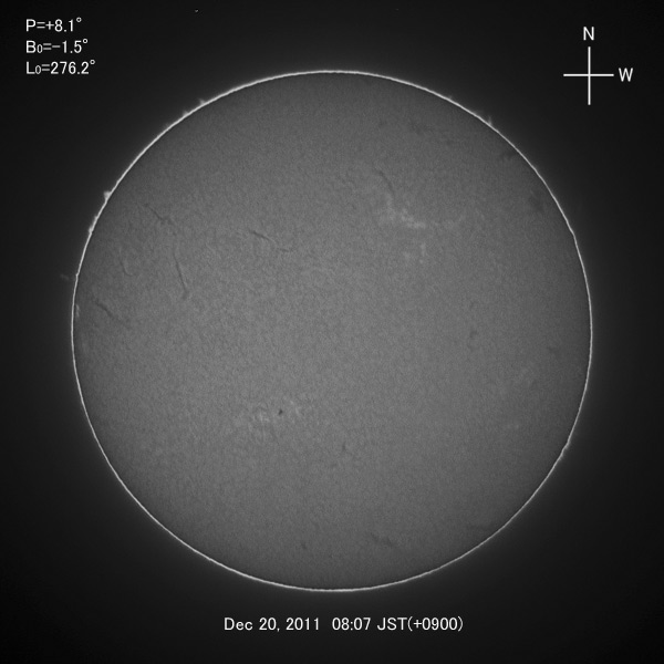 H-alpha image, Dec 20, 2011