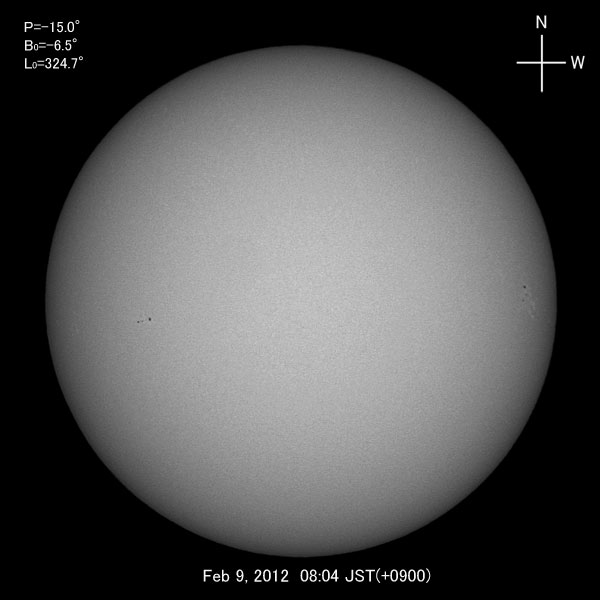 White-light image, Feb 9, 2012