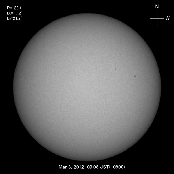 White-light image, Mar 3, 2012