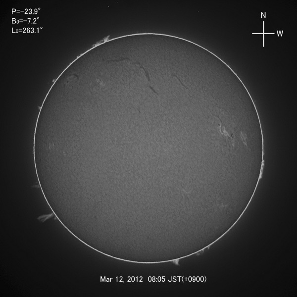 H-alpha image, Mar 12, 2012