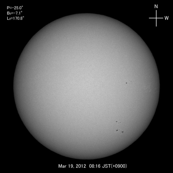 White-light image, Mar 19, 2012
