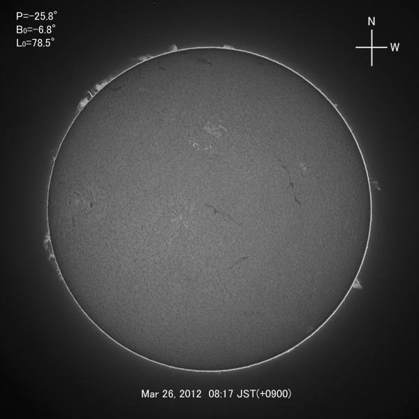 H-alpha image, Mar 26, 2012