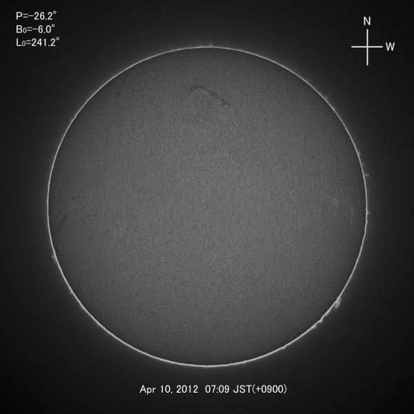 H-alpha image, Apr 10, 2012