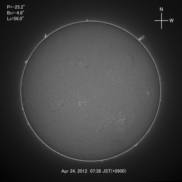 H-alpha image, Apr 24, 2012