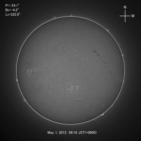 H-alpha image, May 1, 2012