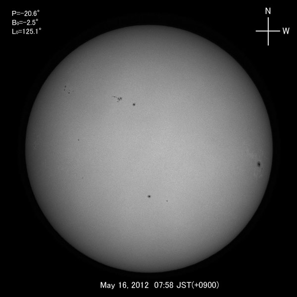 White-light image, May 16, 2012