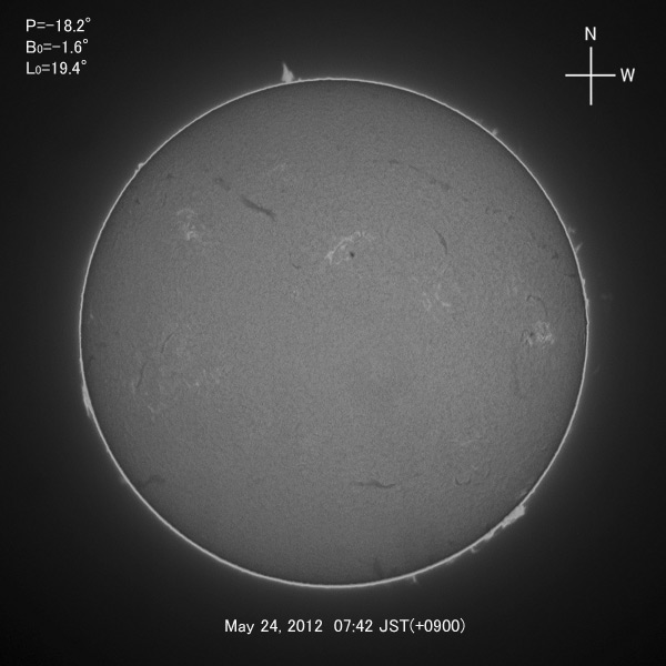 H-alpha image, May 24, 2012