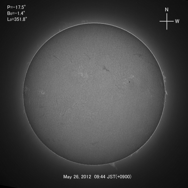 H-alpha image, May 26, 2012