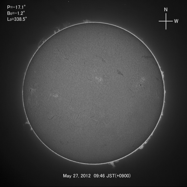 H-alpha image, May 27, 2012
