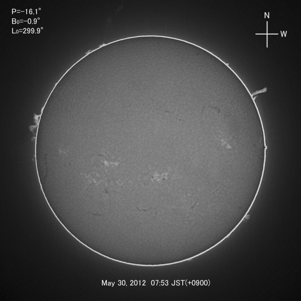 H-alpha image, May 30, 2012