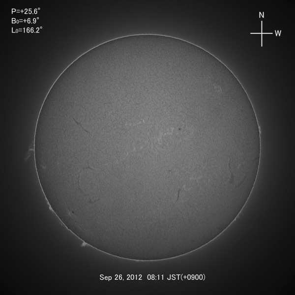 H-alpha image, Sep 26, 2012