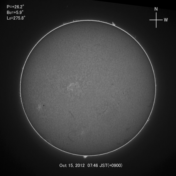 H-alpha image, Oct 15, 2012