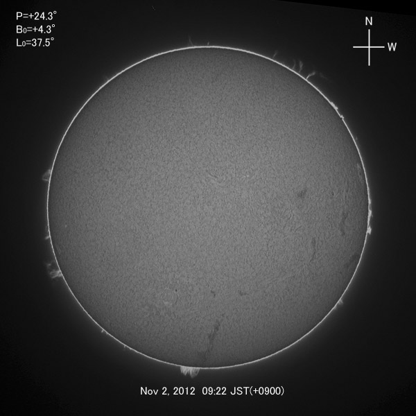 H-alpha image, Nov 2, 2012