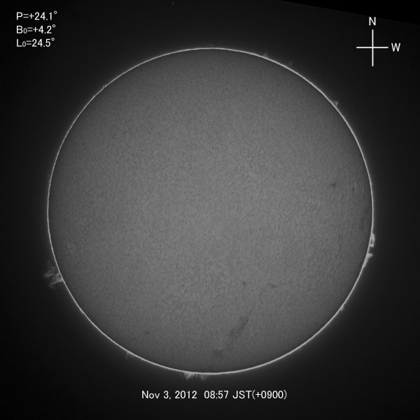 H-alpha image, Nov 3, 2012