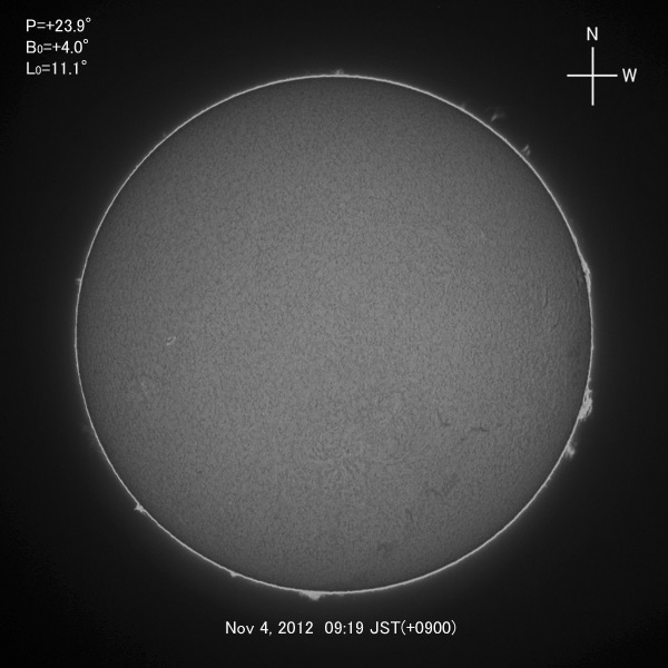 H-alpha image, Nov 4, 2012