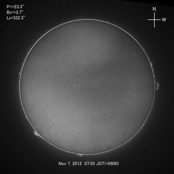 H-alpha image, Nov 7, 2012
