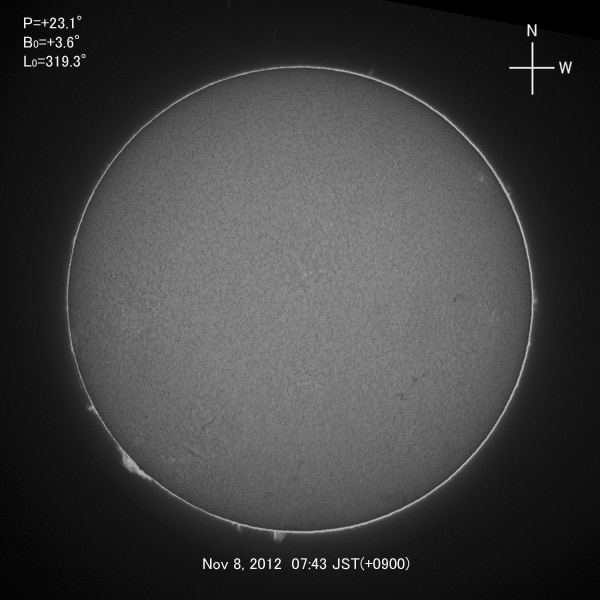 H-alpha image, Nov 8, 2012