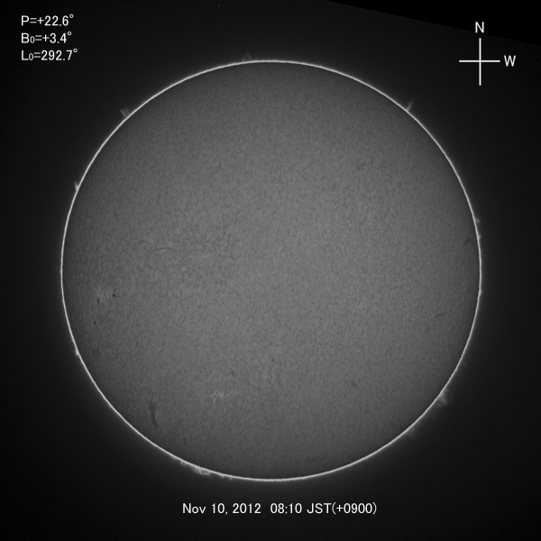 H-alpha image, Nov 10, 2012
