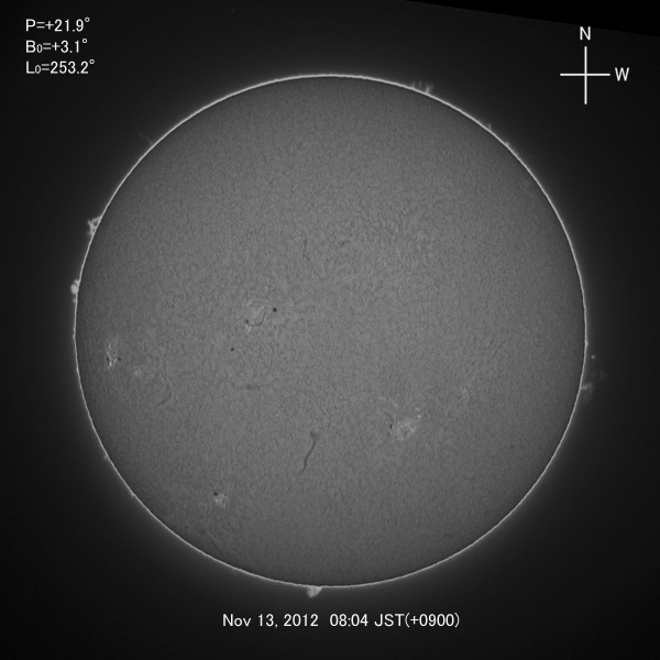 H-alpha image, Nov 13, 2012