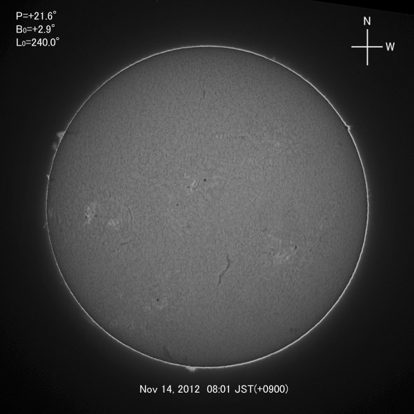 H-alpha image, Nov 14, 2012