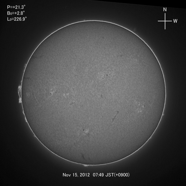 H-alpha image, Nov 15, 2012