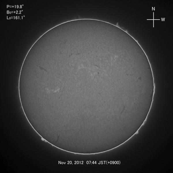 H-alpha image, Nov 20, 2012