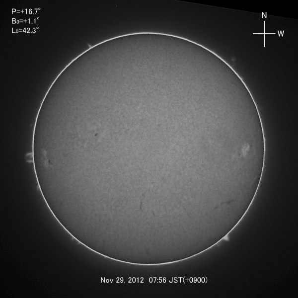 H-alpha image, Nov 29, 2012
