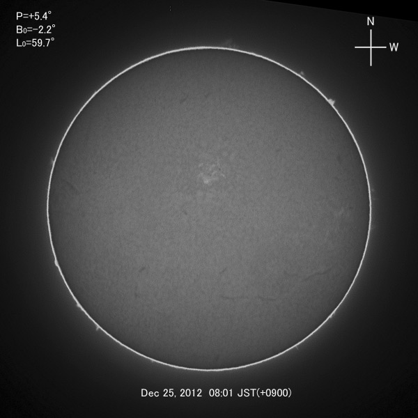 H-alpha image, Dec 25, 2012