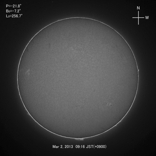 H-alpha image, Mar 2, 2013